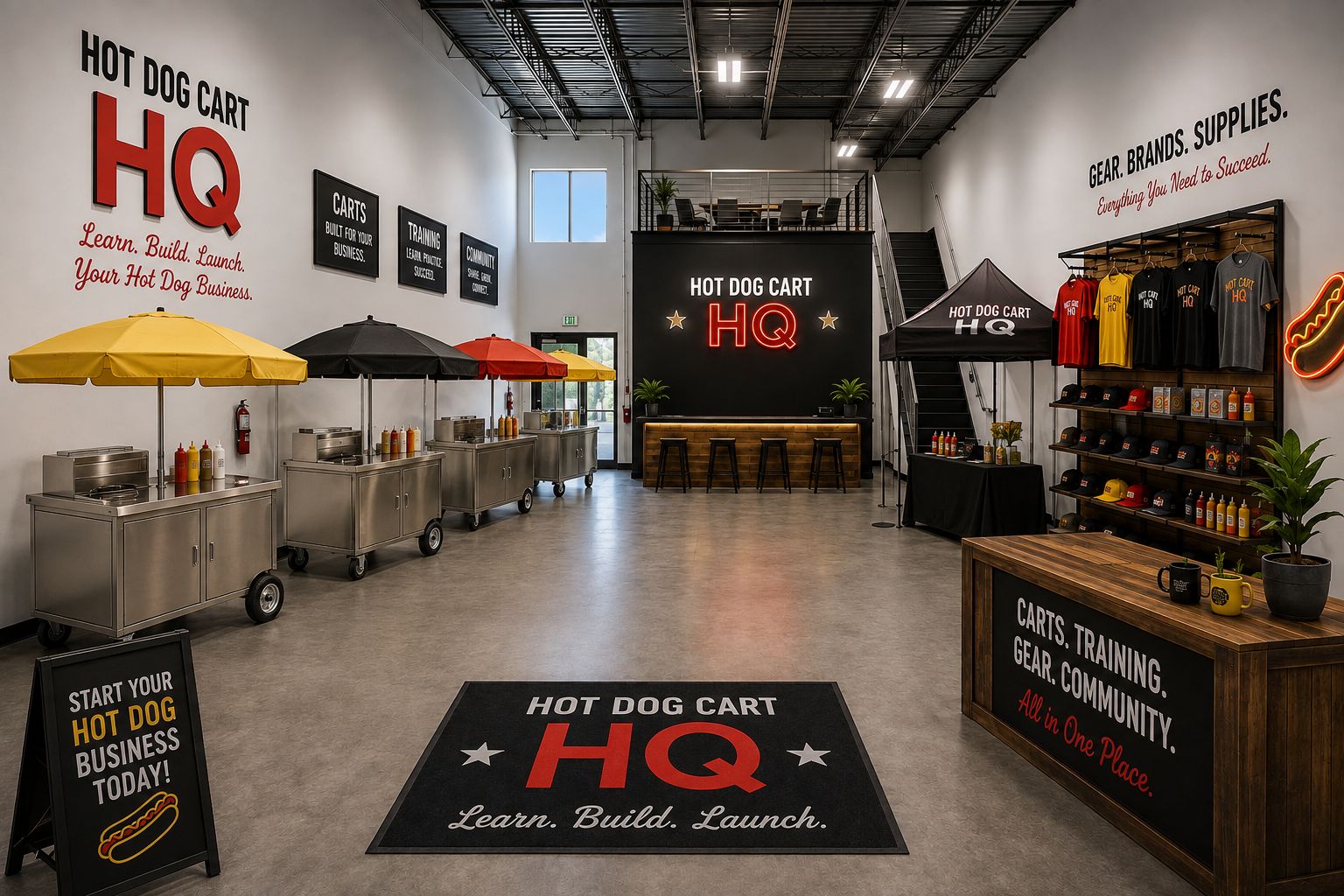 Future concept rendering of a Hot Dog Cart HQ showroom
